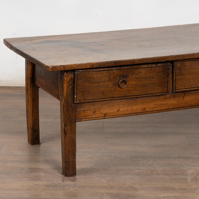 Wood 19th Century French Oak Coffee Table With Three Drawers For Sale - Image 7 of 11