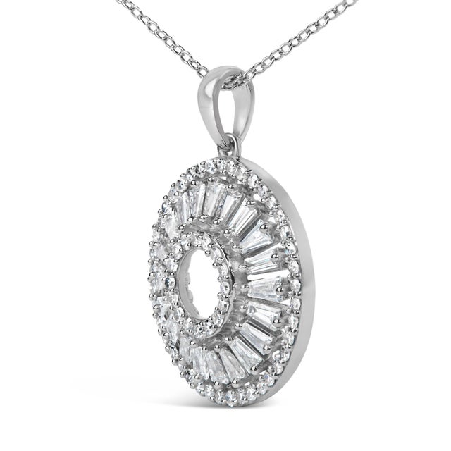 Haus of Brilliance Sterling Silver 1 1/6 Cttw Diamond Openwork Medallion Pendant Necklace For Sale - Image 4 of 4