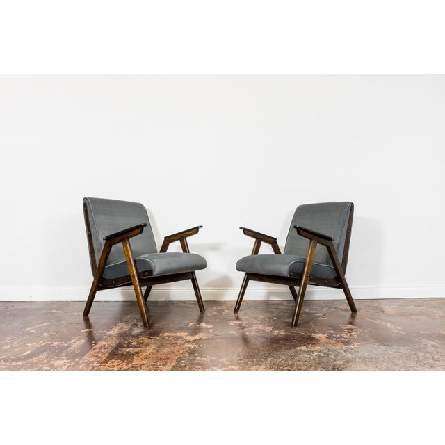 Set of Mid-Century Oak Armchairs, Czechoslovakia, 1960s For Sale - Image 12 of 16