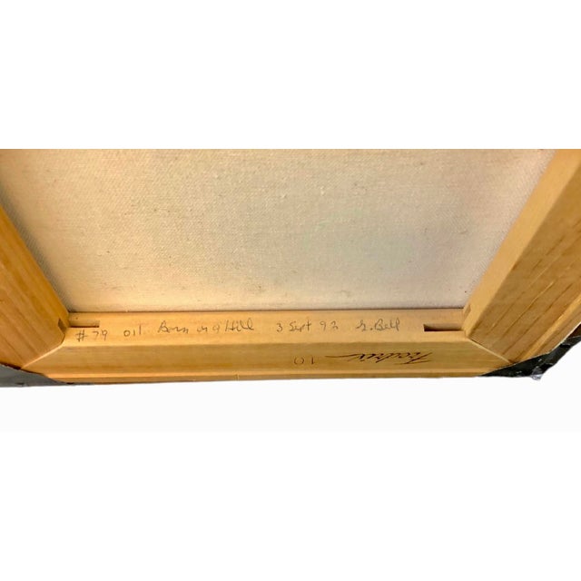 Saffron Original G. Bell Country Farm Landscape Oil Painting, "Barn on a Hill" in Wood Frame Circa 1992 For Sale - Image 8 of 9