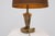 Hollywood Regency Brass Cobra Table Lamp with Brown Shade, France, 1970s For Sale - Image 12 of 14