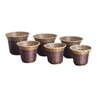 Vintage Chinese Nesting Planter Baskets — Set of 6 For Sale