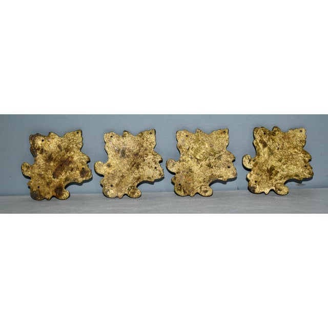 Vintage Set of Four Fleur-De-Lis Brass Ormolu For Sale - Image 11 of 11