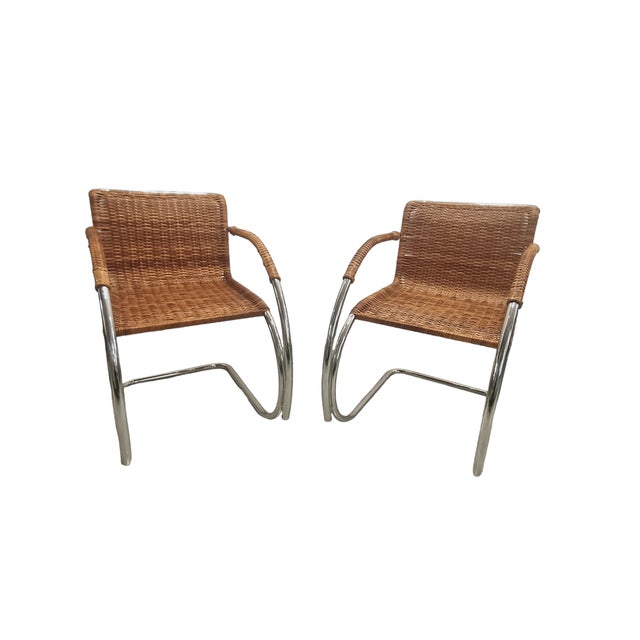M20 Tubular Cantilever Armchair in Woven Rattan by Mies Van Der Rohe for Knoll, 1960s For Sale - Image 13 of 13