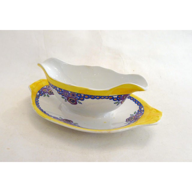 Art Deco Earthenware Floral Decoration Gravy Boat by Boch Frères La Louvière, 1920 For Sale - Image 13 of 13