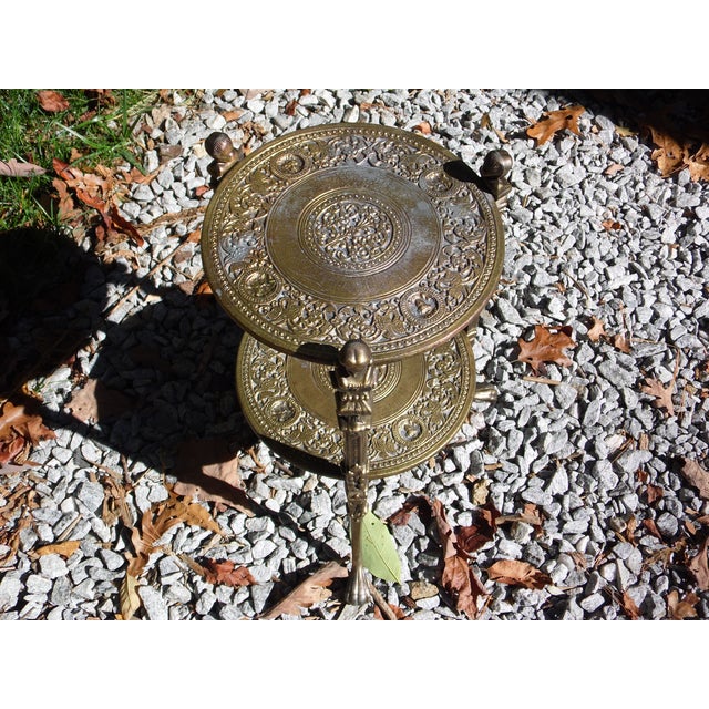 Metal Vintage Gold Gilt Metal Stand Tiered Tripod Gueridon Table For Sale - Image 7 of 11