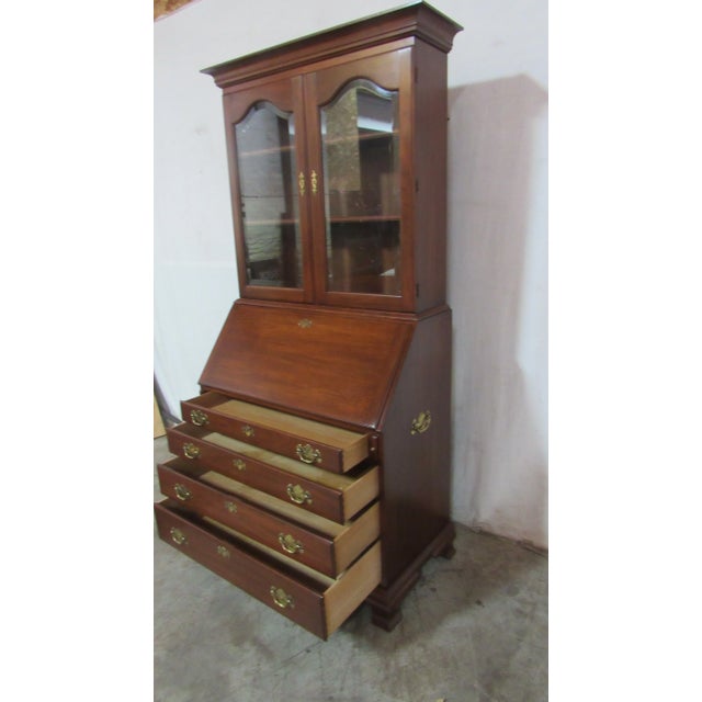 Late 20th Century John Hancock Henkel Harris Secretary Desk Cherry Secret Compartment For Sale - Image 10 of 11