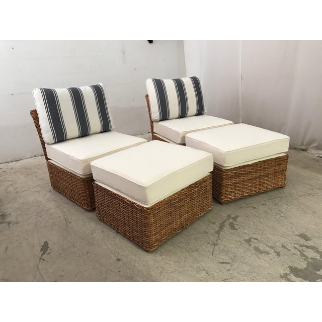 Woven Rattan Lounge Chair and Ottoman Chairish
