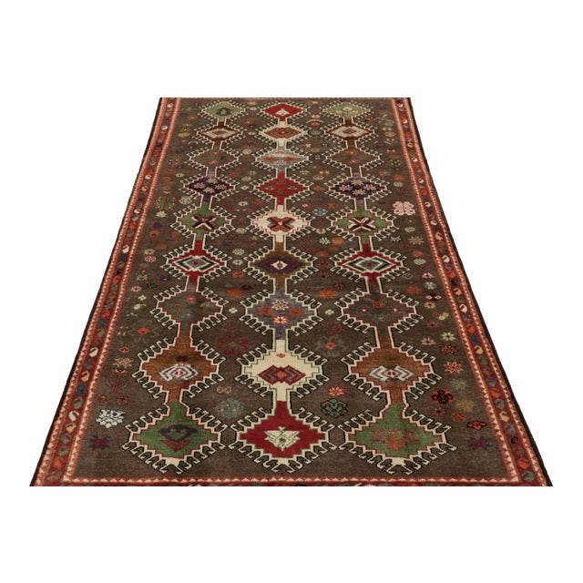 1950s Vintage Gabbeh Persian Runner Rug With Colorful Geometric Patterns - Rug & Kilim For Sale - Image 5 of 8