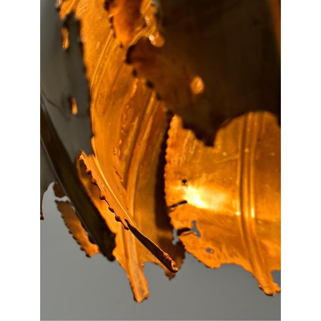 Brutalist Brass Pendant Lamp attributed to Sven Aage Jensen for Holm Sørensen, 1960s For Sale - Image 6 of 11