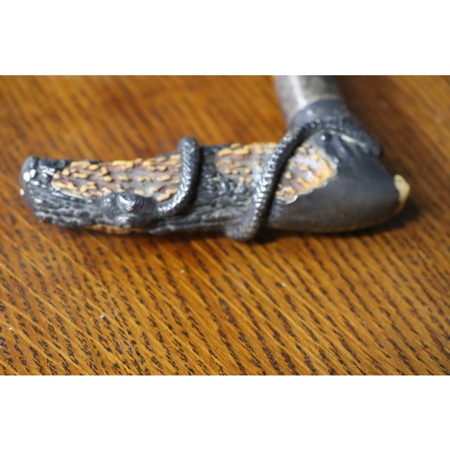 Antique English Country Walking Stick With Deer Antler and Silver Handle For Sale - Image 15 of 16