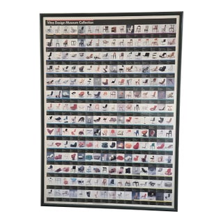 1950s Vitra Museum Mid Century Modern Design Chair Poster Eames Panton - Framed For Sale