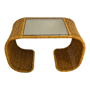 Vintage Wicker Waterfall Side Table