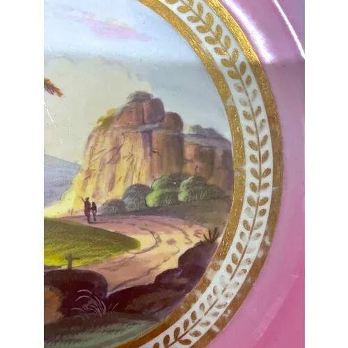 Antique Porcelain Landscape Scene Plate For Sale - Image 4 of 5