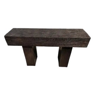 Solid Mango Wood Console Table, Burnt Finish Modern Organic For Sale