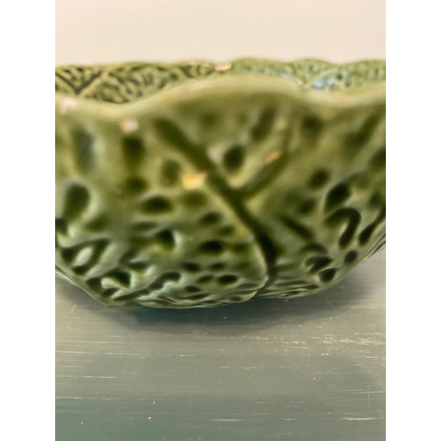 Vintage Majolica Ceramic Cabbage Leaf Bowls-Set of 3 For Sale - Image 4 of 7