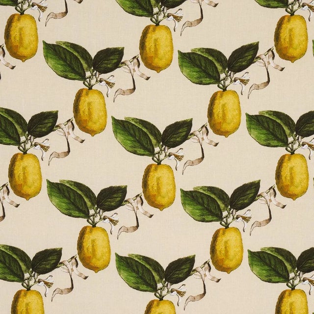 Sample - Schumacher x Johnson Hartig Le Citron Fabric in Natural For Sale