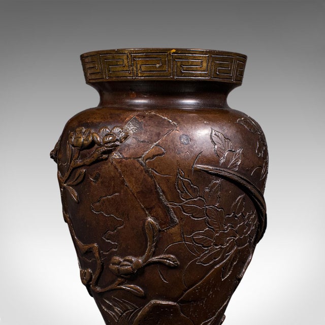 Pair of Antique Decorative Meiji Vases, Japanese, Bronze, Bouquet Pot, Victorian For Sale - Image 4 of 12