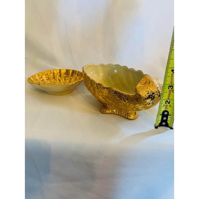 1970s 22kt Gold Leaf Shell Motif Bowls - Set of 2 For Sale - Image 12 of 13