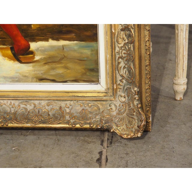 19th Century 19th Century Oil on Canvas Painting, Children Playing in Winter, Alsace, France For Sale - Image 5 of 16
