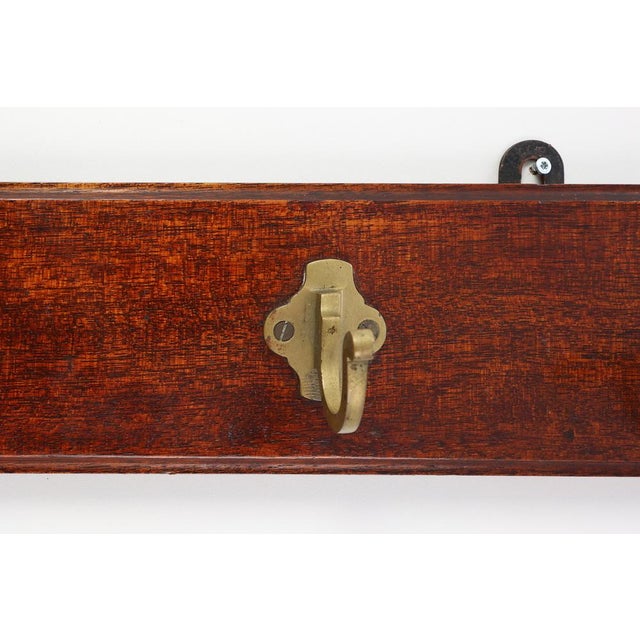 Art Nouveau Coat Rack in Brass and Oak, France, 1900s For Sale - Image 9 of 10
