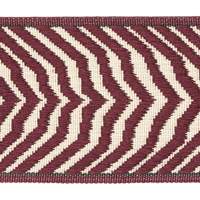 Abstract Sample - Schumacher X Neisha Crosland Arcure Ripple Tape in Aubergine For Sale - Image 3 of 3