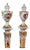 Antique-Style Porcelain Urn Set on Pedestals Hand-Painted and Gilded For Sale