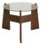 French Brutalist Round Wood + Glass Coffee Table, 1960s For Sale