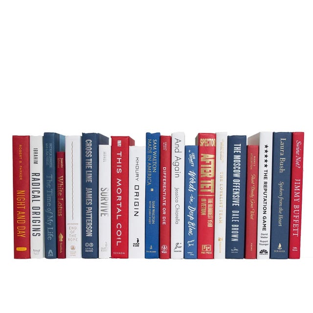 American Decorative Books - Americana Books - Red and Blue Books By The Foot For Sale - Image 3 of 3