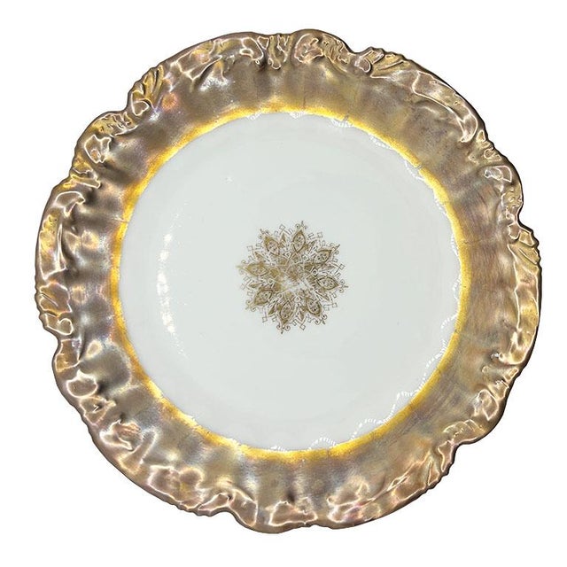 Antique Ls & S Limoges Gold Snowflake Luncheon Plates - Set