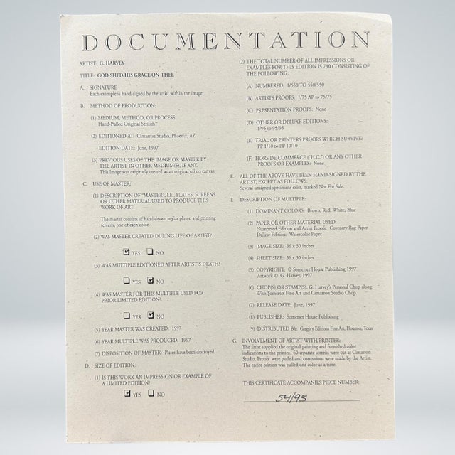 G. Harvey, God Shed His Grace on Me, Hand Signed Original Serilith, 54/95, 1997 For Sale - Image 10 of 12