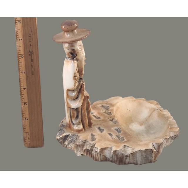 Stone Vintage Asian Figural Holy Man Carved Soapstone Trinket Holder For Sale - Image 7 of 10