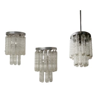 Murano Glass Light Fixtures from Venini, 1970s, Set of 3 For Sale