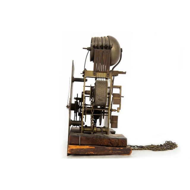 English Antique Red Chinoiserie Six-Bell Hanging Wall Clock Ca. 1830 For Sale - Image 9 of 12