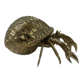 Cast Bronze Hermit Crab Sculpture Ribbed Shell Form With Sculptural Claw Detail For Sale