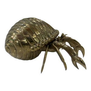 Cast Bronze Hermit Crab Sculpture Ribbed Shell Form With Sculptural Claw Detail