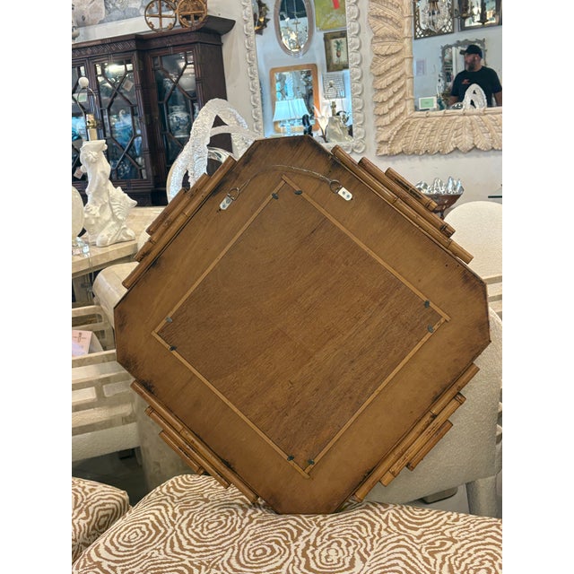 Vintage bamboo reed wall mirror by Vivai Del Sud, Italy. We put new hooks and wire on back, ready to hang. Dimensions:...