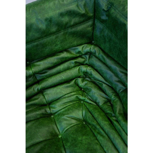 Togo Sofa in Green Leather by Michel Ducaroy, 1970s For Sale - Image 12 of 17