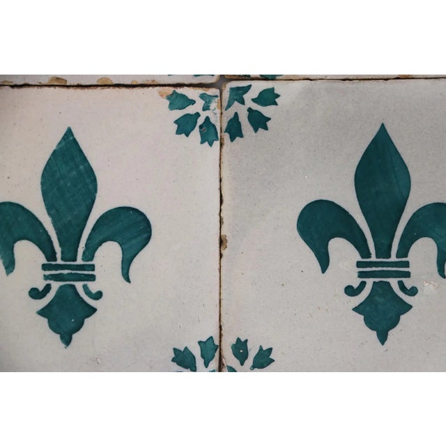 19th Century 19th Century Fleur De Lis Set of Four Tiles, Antique, Portuguese For Sale - Image 5 of 12