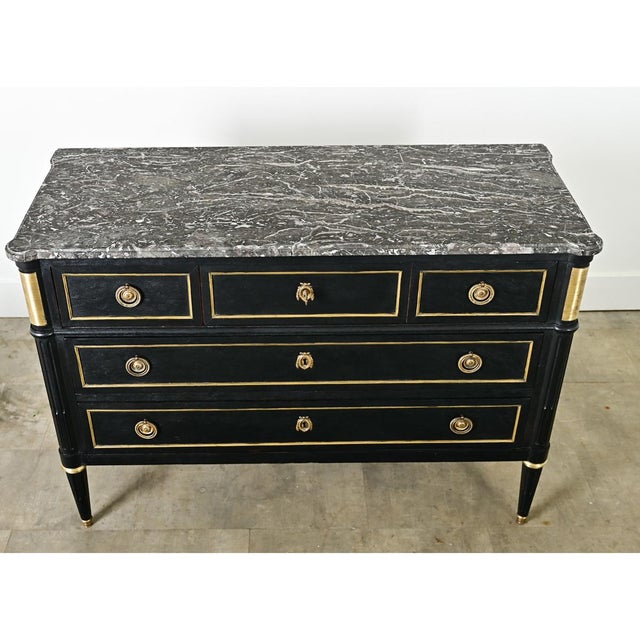 French 19th Century Ebonized Louis XVI Style Commode For Sale In Baton Rouge - Image 6 of 12