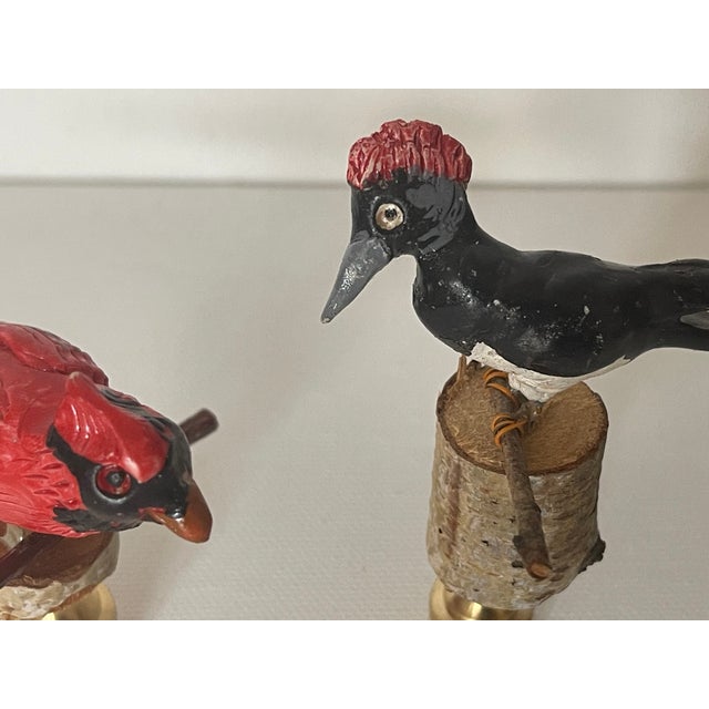 1970s Artisan Bitds Figurines as Lamp Finials Pair For Sale - Image 4 of 5