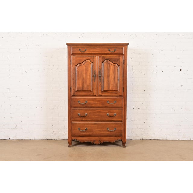 Ethan Allen Country French Carved Solid Maple Highboy Dresser or Chest of Drawers For Sale - Image 14 of 14