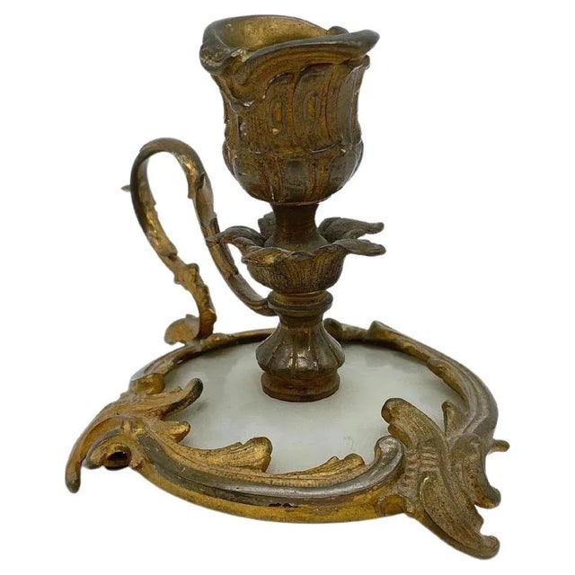 Neo-Rococo Candlestick in Gilded Bronze, 1900 For Sale - Image 10 of 10