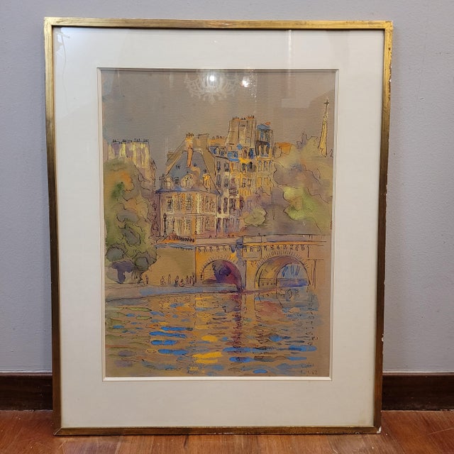 Gilis, Pont Marie, Paris, 1962, Watercolor on Paper For Sale - Image 6 of 18