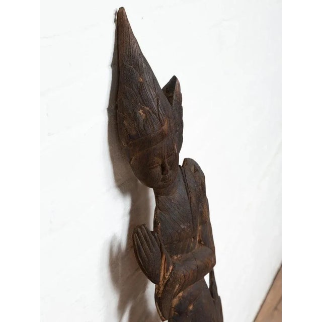 Antique Carved Wooden Sculpture of a Thai Praying For Sale - Image 12 of 12