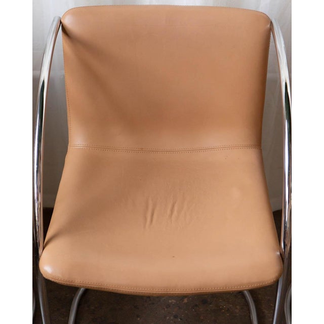 1970s Mid-Century Modern Saporiti Tubular Chrome and Leather Italian Armchairs - Set of 6 For Sale - Image 11 of 17