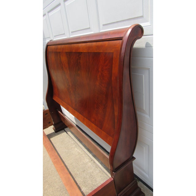 Wood Lane Cherry Sleigh Queen Bed Bedframe Designer For Sale - Image 7 of 9