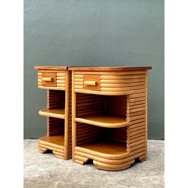 Vintage Stacked Rattan Nightstands After Frankl For Sale - Image 15 of 18