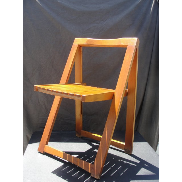 1960s Mid Century Modern Romanian Slatted Wood Folding Chair Chairish