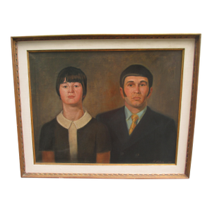 Portrait of Male and Female Ancestor Figures by Works Progress Admin. Artist J. Matulis, 1970